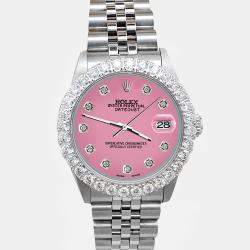 Rolex Custom Hot Pink 2.25ct Diamonds Stainless Steel Datejust  Automatic Women's Wristwatch 31mm