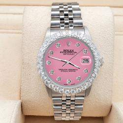Rolex Custom Hot Pink 2.25ct Diamonds Stainless Steel Datejust  Automatic Women's Wristwatch 31mm