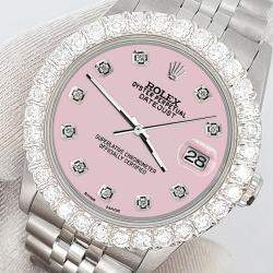 Rolex Custom Ice Pink 2.25ct Diamonds Stainless Steel Datejust  Automatic Women's Wristwatch 31mm