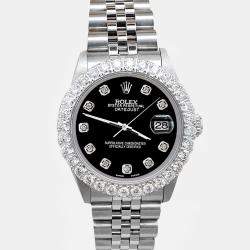 Rolex Custom Black 2.25ct Diamonds Stainless Steel Datejust  Automatic Women's Wristwatch 31mm