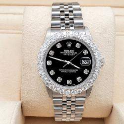 Rolex Custom Black 2.25ct Diamonds Stainless Steel Datejust  Automatic Women's Wristwatch 31mm