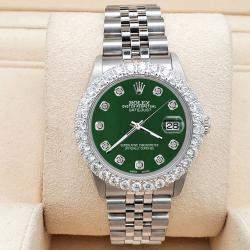 Rolex Custom Forest Green 2.25ct Diamonds Stainless Steel Datejust  Automatic Women's Wristwatch 31mm