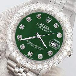 Rolex Custom Forest Green 2.25ct Diamonds Stainless Steel Datejust  Automatic Women's Wristwatch 31mm