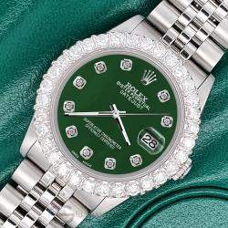 Rolex Custom Forest Green 2.25ct Diamonds Stainless Steel Datejust  Automatic Women's Wristwatch 31mm