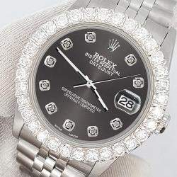Rolex Custom Rhodium Gray 2.25ct Diamonds Stainless Steel Datejust  Automatic Women's Wristwatch 31mm