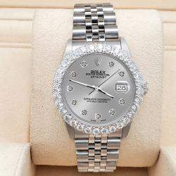 Rolex Custom Silver 2.25ct Diamonds Stainless Steel Datejust  Automatic Women's Wristwatch 31mm