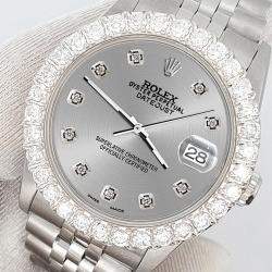 Rolex Custom Silver 2.25ct Diamonds Stainless Steel Datejust  Automatic Women's Wristwatch 31mm