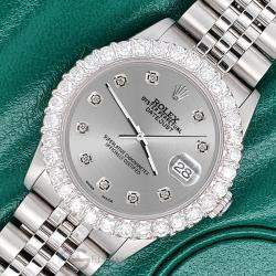 Rolex Custom Silver 2.25ct Diamonds Stainless Steel Datejust  Automatic Women's Wristwatch 31mm