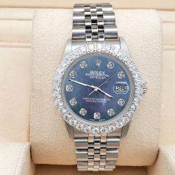 Rolex Custom Black 2.25ct Diamonds Stainless Steel Datejust  Automatic Women's Wristwatch 31mm