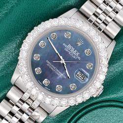 Rolex Custom Black 2.25ct Diamonds Stainless Steel Datejust  Automatic Women's Wristwatch 31mm