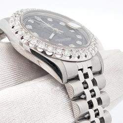 Rolex Custom Black 2.25ct Diamonds Stainless Steel Datejust  Automatic Women's Wristwatch 31mm