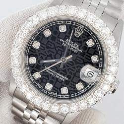 Rolex Custom Black 2.25ct Diamonds Stainless Steel Datejust  Automatic Women's Wristwatch 31mm