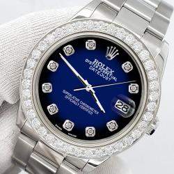 Rolex Custom Blue Vignette 1.62ct Diamonds Stainless Steel Datejust  Automatic Women's Wristwatch 31mm