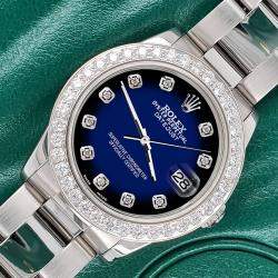 Rolex Custom Blue Vignette 1.62ct Diamonds Stainless Steel Datejust  Automatic Women's Wristwatch 31mm