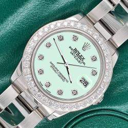 Rolex Custom Light Malachite 1.62ct Diamonds Stainless Steel Datejust  Automatic Women's Wristwatch 31mm