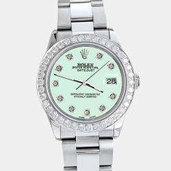 Rolex Custom Light Malachite 1.62ct Diamonds Stainless Steel Datejust  Automatic Women's Wristwatch 31mm