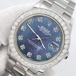 Rolex Custom Black 1.62ct Diamonds Stainless Steel Datejust  Automatic Women's Wristwatch 31mm