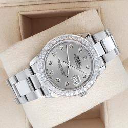 Rolex Custom Silver 1.62ct Diamonds Stainless Steel Datejust  Automatic Women's Wristwatch 31mm