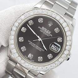 Rolex Custom Rhodium Gray 1.62ct Diamonds Stainless Steel Datejust  Automatic Women's Wristwatch 31mm
