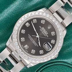 Rolex Custom Rhodium Gray 1.62ct Diamonds Stainless Steel Datejust  Automatic Women's Wristwatch 31mm