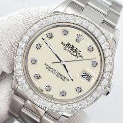 Rolex Custom Satin Linen 1.62ct Diamonds Stainless Steel Datejust  Automatic Women's Wristwatch 31mm