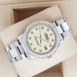Rolex Custom Satin Linen 1.62ct Diamonds Stainless Steel Datejust  Automatic Women's Wristwatch 31mm