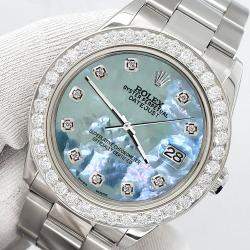 Rolex Custom Tahitian Blue 1.62ct Diamonds Stainless Steel Datejust  Automatic Women's Wristwatch 31mm