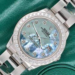 Rolex Custom Tahitian Blue 1.62ct Diamonds Stainless Steel Datejust  Automatic Women's Wristwatch 31mm