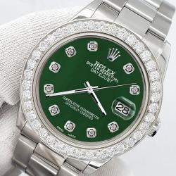 Rolex Custom Forest Green 1.62ct Diamonds Stainless Steel Datejust  Automatic Women's Wristwatch 31mm