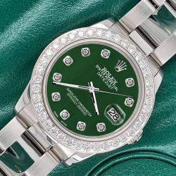 Rolex Custom Forest Green 1.62ct Diamonds Stainless Steel Datejust  Automatic Women's Wristwatch 31mm