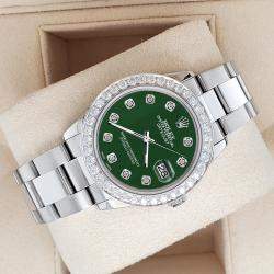 Rolex Custom Forest Green 1.62ct Diamonds Stainless Steel Datejust  Automatic Women's Wristwatch 31mm