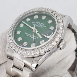 Rolex Custom Forest Green 1.62ct Diamonds Stainless Steel Datejust  Automatic Women's Wristwatch 31mm