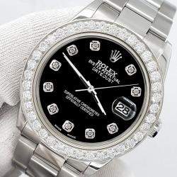 Rolex Custom Black 1.62ct Diamonds Stainless Steel Datejust  Automatic Women's Wristwatch 31mm