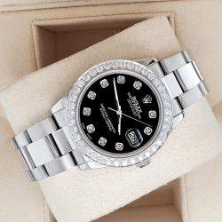 Rolex Custom Black 1.62ct Diamonds Stainless Steel Datejust  Automatic Women's Wristwatch 31mm