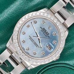 Rolex Custom Ice Blue 1.62ct Diamonds Stainless Steel Datejust  Automatic Women's Wristwatch 31mm