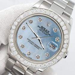 Rolex Custom Ice Blue 1.62ct Diamonds Stainless Steel Datejust  Automatic Women's Wristwatch 31mm