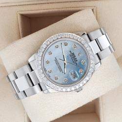 Rolex Custom Ice Blue 1.62ct Diamonds Stainless Steel Datejust  Automatic Women's Wristwatch 31mm