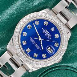 Rolex Custom Royal Blue 1.62ct Diamonds Stainless Steel Datejust  Automatic Women's Wristwatch 31mm