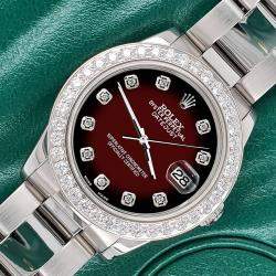 Rolex Custom Maroon Vignette 1.62ct Diamonds Stainless Steel Datejust  Automatic Women's Wristwatch 31mm
