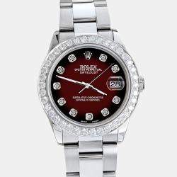 Rolex Custom Maroon Vignette 1.62ct Diamonds Stainless Steel Datejust  Automatic Women's Wristwatch 31mm