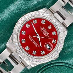 Rolex Custom Red 1.62ct Diamonds Stainless Steel Datejust  Automatic Women's Wristwatch 31mm