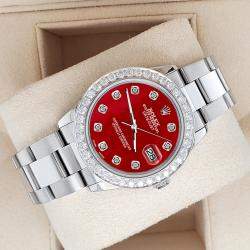 Rolex Custom Red 1.62ct Diamonds Stainless Steel Datejust  Automatic Women's Wristwatch 31mm