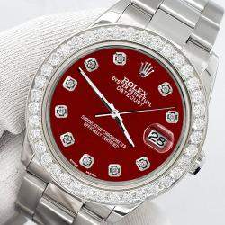 Rolex Custom Imperial Red 1.62ct Diamonds Stainless Steel Datejust  Automatic Women's Wristwatch 31mm