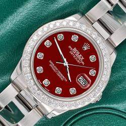 Rolex Custom Imperial Red 1.62ct Diamonds Stainless Steel Datejust  Automatic Women's Wristwatch 31mm