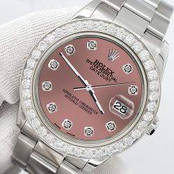Rolex Custom Salmon 1.62ct Diamonds Stainless Steel Datejust  Automatic Women's Wristwatch 31mm