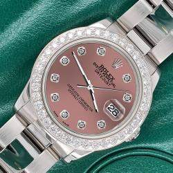 Rolex Custom Salmon 1.62ct Diamonds Stainless Steel Datejust  Automatic Women's Wristwatch 31mm
