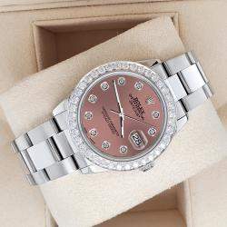 Rolex Custom Salmon 1.62ct Diamonds Stainless Steel Datejust  Automatic Women's Wristwatch 31mm