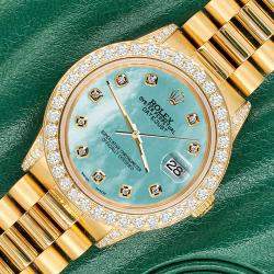 Rolex Custom Aquamarine 2.3ct Diamonds 18K Yellow Gold President Datejust  Automatic Women's Wristwatch 31mm