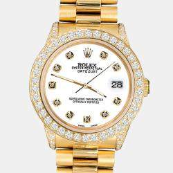 Rolex Custom White 2.3ct Diamonds 18K Yellow Gold President Datejust  Automatic Women's Wristwatch 31mm