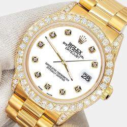 Rolex Custom White 2.3ct Diamonds 18K Yellow Gold President Datejust  Automatic Women's Wristwatch 31mm